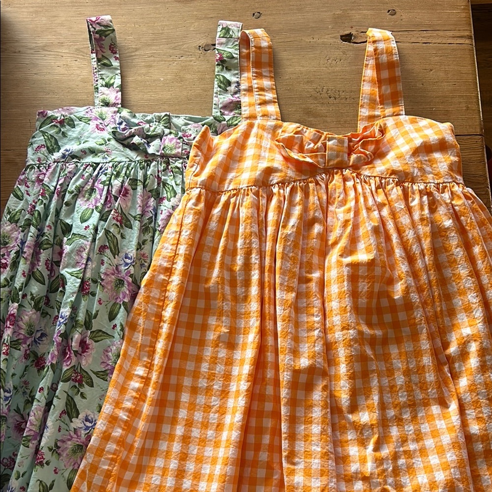Floral and Gingham Girls Sundress Set